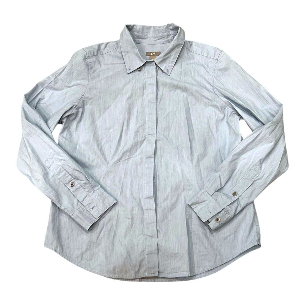 J. Jill Light Blue Long Sleeve Button Up Shirt S Petite